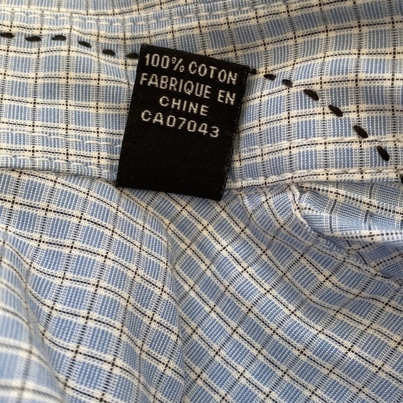 Men shirt J Campbell Los Angeles blue plaid button down long sleeve shirt M - Picture 11 of 13